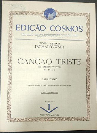 CANÇÃO TRISTE Opus 40 n° 2 – partitura para piano – Tschaikowsky (Vitale)