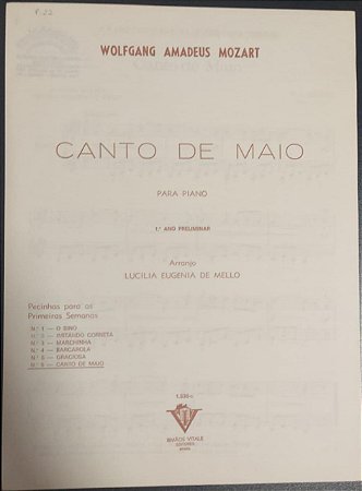 CANTO DE MAIO - partitura para piano - Mozart