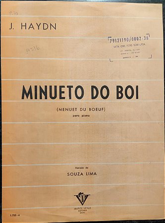 MINUETO DO BOI - partitura para piano - Haydn (revisão Souza Lima)