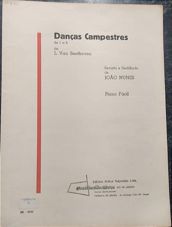 DANÇAS CAMPESTRES - de 1 a 6 - partitura para piano - Beethoven