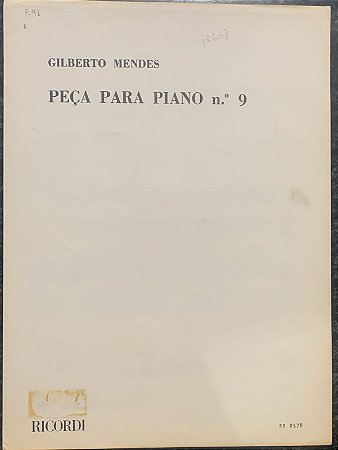 PEÇA PARA PIANO N° 9 - partitura para piano - Gilberto Mendes