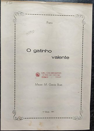 O GATINHO VALENTE - partitura para piano - Meyre M. Garcia Brum