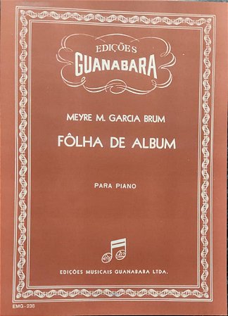 FOLHA DE ALBUM - partitura para piano - Meyre M. Garcia Brum