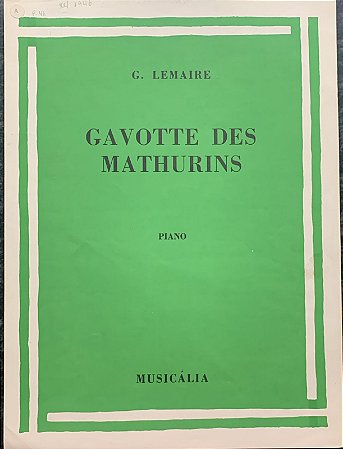 GAVOTTE DES MATHURINS - partitura para piano - Gaston Lemaire