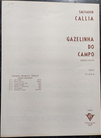 GAZELINHA DO CAMPO - partitura para piano - Salvador Callia