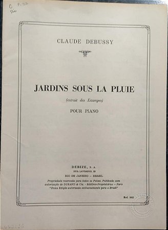 JARDINS SOUS LA PLUIE (Des estampes) - partitura para piano - Claude Debussy