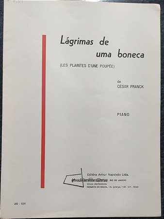 LÁGRIMAS DE UMA BONECA - partitura para piano - César Franck