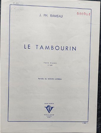 LE TAMBOURIN - partitura para piano - Rameau