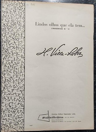 LINDOS OLHOS QUE ELA TEM - partitura para piano - Villa-Lobos