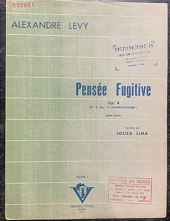 PENSÉE FUGITIVE opus 4 n° 3 das 3 improvisations - partitura para piano - Alexandre Levy