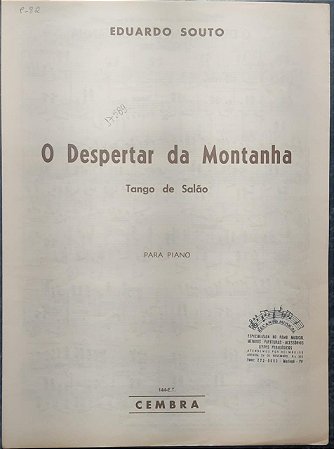 O DESPERTAR DA MONTANHA - partitura para piano - Eduardo Souto