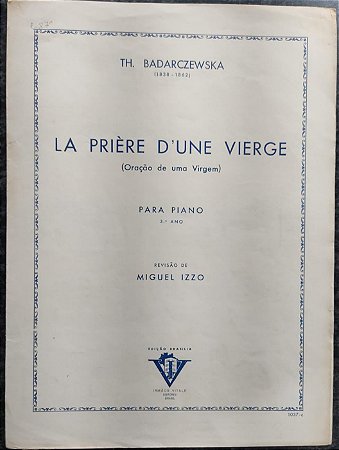 ORAÇÃO DE UMA VIRGEM (La priere d´une vierge) - partitura para piano - Thekla Badarczewska