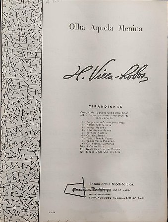 OLHA AQUELA MENINA - partitura para piano - Villa-Lobos