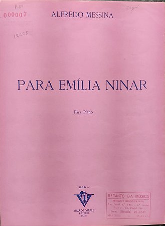 PARA EMÍLIA NINAR - partitura para piano - Alfredo Messina