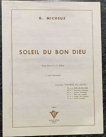SOLEIL DU BON DIEU - partitura para piano a 4 mãos - Georges Micheuz