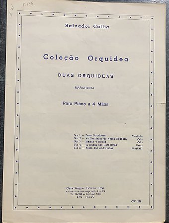 DUAS ORQUÍDEAS - partitura para piano a 4 mãos - Salvador Callia
