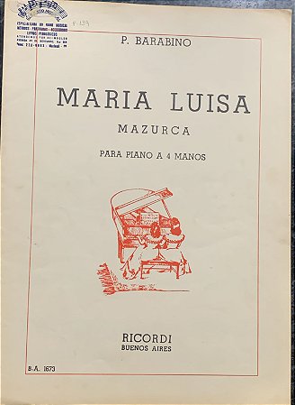 MARIA LUISA - partitura para piano a 4 mãos - P. Barabino