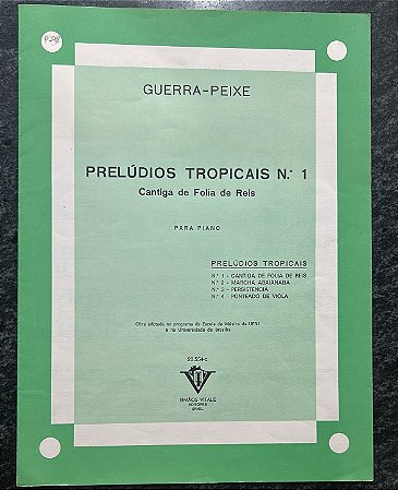 PRELÚDIOS TROPICAIS N° 1 - Cantiga de Folia de Reis - partitura para piano - Guerra-Peixe