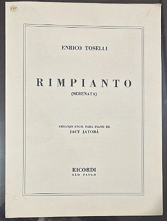 RIMPIANTO - partitura para piano - Enrico Toselli