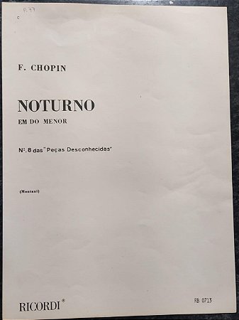 NOTURNO EM DÓ MENOR (N° 8 das Peças desconhecidas) - partitura para piano - Chopin