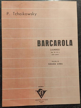 BARCAROLA (JUNHO) opus 37 n° 6 de "As Estações" - partitura para piano - Tchaikowsky