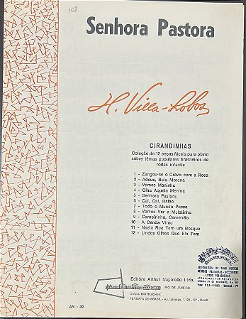 SENHORA PASTORA - partitura para piano - Villa-Lobos