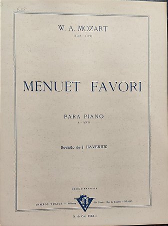 MENUET FAVORI - partitura para piano - Mozart