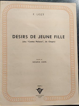 DÉSIRS DE JEUNE FILLE (dos "Cantos Polacos" de Chopin) - partitura para piano - Liszt