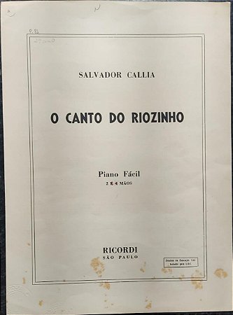 O CANTO DO RIOZINHO - partitura para piano - Salvador Callia