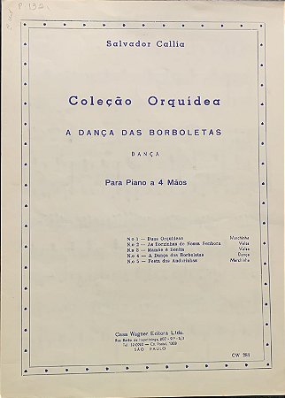 A DANÇA DAS BORBOLETAS - partitura para piano a 4 mãos - Salvador Callia