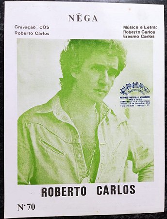 NÊGA - partitura para piano - Roberto Carlos e Erasmo Carlos