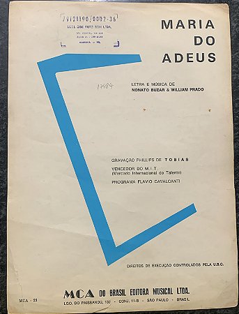 MARIA DO ADEUS - partitura para acordeon - Nonato Buzar e William Prado