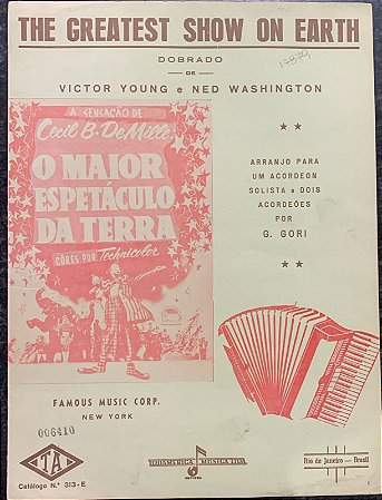 THE GREATEST SHOW ON EARTH - partitura para acordeon - Victor Young e Ned Washington