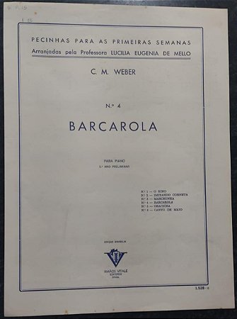 BARCAROLA - partitura para piano - C. M. Weber