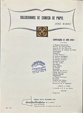 SOLDADINHOS DE CABEÇA DE PAPEL - partitura para piano - João Nunes