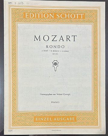 RONDO EM LÁ MENOR KV 511 - partitura para piano - Mozart