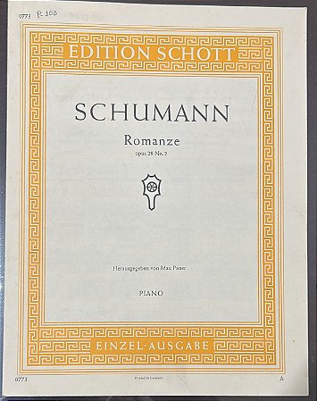 ROMANCE Opus 28 n° 2 - partitura para piano - Schumann (Schott)