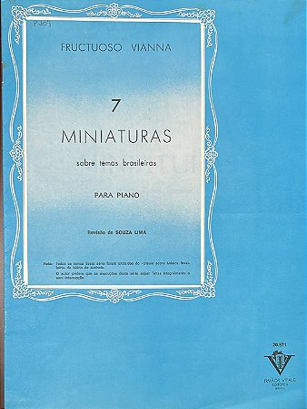 SETE MINIATURAS sobre temas brasileiros - partituras para piano - Fructuoso Vianna