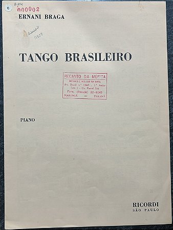 TANGO BRASILEIRO - partitura para piano - Ernani Braga