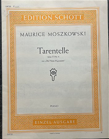 TARANTELLE Opus 77 n° 6 (Tarantela) - partitura para piano - Maurice Moszkowski