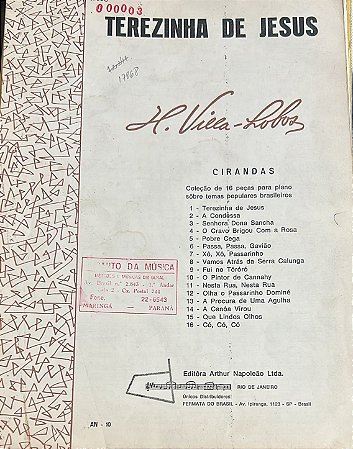 TEREZINHA DE JESUS - partitura para piano - Heitor Villa-Lobos