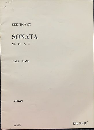 BEETHOVEN - SONATA Opus 14 n° 2 (Rev. Casella) Ed. Ricordi