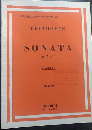 BEETHOVEN - SONATA Opus 02 n° 1 (Rev. Casella) Ed. Ricordi - partitura para piano