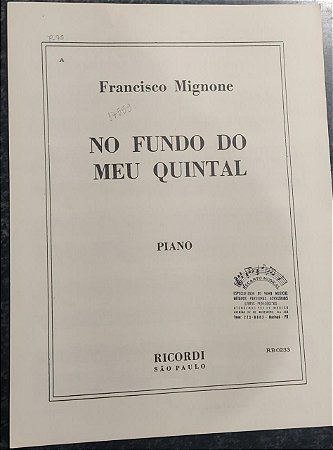 NO FUNDO DO MEU QUINTAL - partitura para piano - Francisco Mignone