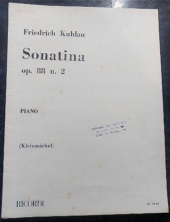 KUHLAU – SONATINA OPUS 88 N° 2 – Editora Ricordi