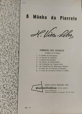 A MANHA DA PIERRETE - partitura para piano - Villa-Lobos