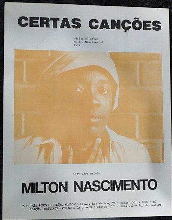PARTITURA PARA PIANO: CERTAS CANÇÕES - Milton Nascimento