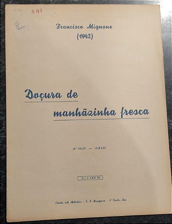 DOÇURA DE MANHÃZINHA FRESCA - partitura para piano - Francisco Mignone