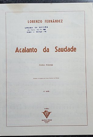 ACALANTO DA SAUDADE - partitura para piano - Lorenzo Fernândez