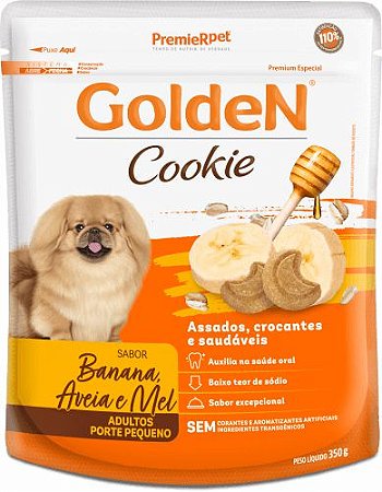 Cookie GoldeN Cães Adultos de Pequeno Porte Sabor Banana, Aveia e Mel 350g